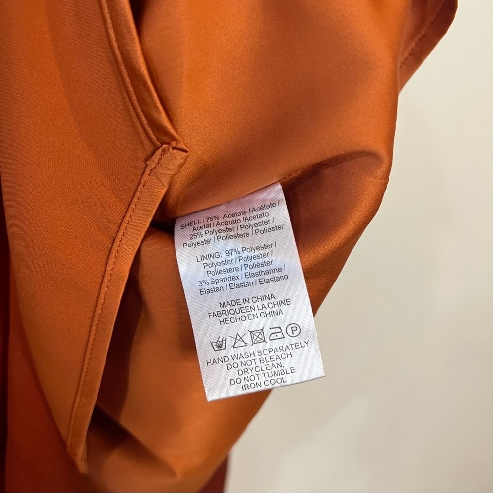 Sau Lee Gwyneth Off the Shoulder Gown Satin Maxi Dress Copper size 2 NEW w/ tags - Picture 9 of 16